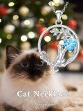 wholesale TOUPOP Tree Of Life Necklaces For Women 925 Sterling Silver Cat Pendant Necklace Cute Animal Jewelry For Girls Women Christmas Anniversary Birthday Graduation Gifts For Cat Lover -0-1