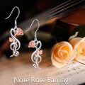 wholesale 925 Sterling Silver Rose Flower Musical Note Drop Earrings with Treble Clef Design for Women Girls Gifts-0-5