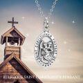 wholesale 925 Sterling Silver Saint Christopher Protect Us Oval Charm Travel Protection Pendant Necklace-0-4