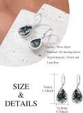 wholesale 925 Sterling Silver Teardrop Moss Agate Leaf Design Dangle Earrings Gift for Her-0-3