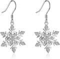 wholesale Sterling Silver Snowflake Dangle Drop Earrings for Women Christmas Jewelry Gifts-0-3