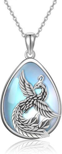 wholesale 925 Sterling Silver Teardrop Moonstone Pendant with Phoenix Design - Mothers Day Gift for Her-Phoenix-Moonstone