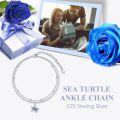 wholesale 925 Sterling Silver 3D Carved Turtle Anklet with Lifelike Shell Detail for Ocean Lovers-0-5