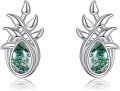 wholesale 925 Sterling Silver Green Moss Agate Flower Stud Earrings for Women - Hypoallergenic s-0-0