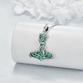 wholesale 925 Sterling Silver Malachite Tree of Life Thor's Hammer Necklace Norse Viking Jewelry-0-2