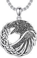 wholesale 925 Sterling Silver Raven Pendant Viking Necklace Norse Jewelry for Men -0-0