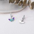 wholesale 925 Sterling Silver Purple & Teal Enamel Butterfly Drop Huggies for Women - 6 Styles-0-2