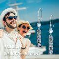 wholesale  Sterling Silver Moonstone & Abalone Celtic Knot Drop Earrings, Irish Inspired Eternal Love Jewelry, Lightweight 0.16-1.57, Gift Box-0-4