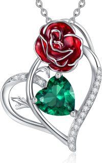 wholesale 925 Sterling Silver Birthstone Flower Necklace for Women-08-Aug-Poppy