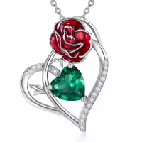 wholesale 925 Sterling Silver Birthstone Flower Necklace for Women-08-Aug-Poppy