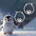 wholesale 925 Sterling Silver Penguin Huggie Hoop Earrings for Women Girls-0-5