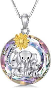 wholesale 925 Sterling Silver Elephant Mom & Daughter Necklace - Hypoallergenic, Nickel-Free, Lead-Free - Lucky Charm Gift for Women-3 Elephants