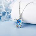 wholesale 925 Sterling Silver Turtle Blue Fire Opal Starfish Shell Pendant Necklace s for Women-0-2