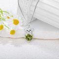wholesale 925 Sterling Silver & Peridot Dog Heart Birthstone Necklace - August Birthstone Gift for Women, 18+2 Chain, 0.94 Pendant-0-1