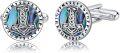 wholesale 925 Sterling Silver Hammer of Thor Cufflinks with Abalone Shell and Onyx Stone - Viking Jewelry for Men-0-0