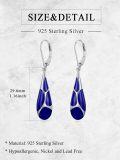 wholesale 925 Sterling Silver Blue Enamel Tear Drop Leverback Earrings for Women Gift Ideas-0-3