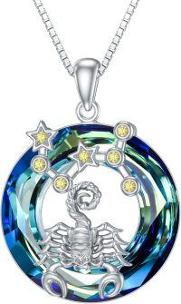 wholesale Sterling Silver Zodiac Necklace with 12 Constellations Horoscope Heart Pendant for Women-02-Scorpio Necklace(10.24-11.22)-02-Scorpio Necklace(10.24-11.22)