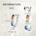 wholesale 925 Sterling Silver Rainbow Heart-Shaped Gemstone Huggie Hoop Earrings for Women-0-9