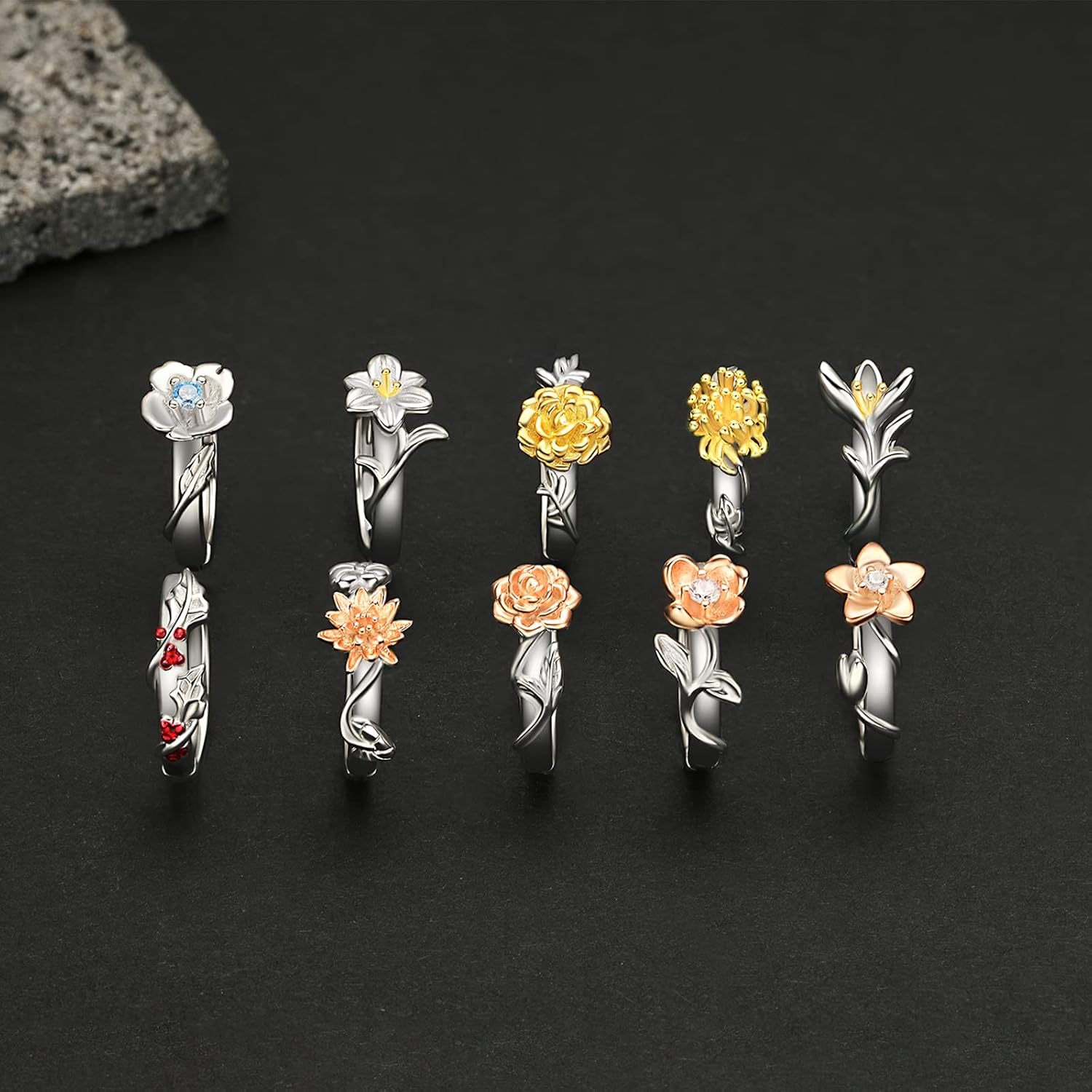 wholesale 925 Sterling Silver Sunflower Huggie Hoop Earrings for Women Girls Minimalist Floral Ear Cuff Lightweight Non-Hypoallergenic Gift Idea (Gold Plated)-0-2