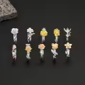 wholesale 925 Sterling Silver Sunflower Huggie Hoop Earrings for Women Girls Minimalist Floral Ear Cuff Lightweight Non-Hypoallergenic Gift Idea (Gold Plated)-0-2