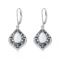 TOUPOP Sterling Silver Abalone Shell Filigree Teardrop Dangle Earrings-0-0