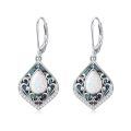 TOUPOP Sterling Silver Abalone Shell Filigree Teardrop Dangle Earrings-0-0