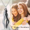 wholesale 925 Sterling Silver Black and White Couple Embrace Pendant Necklaces for Women Valentines Gifts-0-4