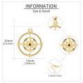 wholesale 14k Gold Nautical Compass Pendant Necklace With Black Zircon Stone For Women-0-3