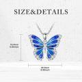 wholesale 925 Sterling Silver Blue and Purple Enamel Butterfly Pendant Necklace for Women-0-3