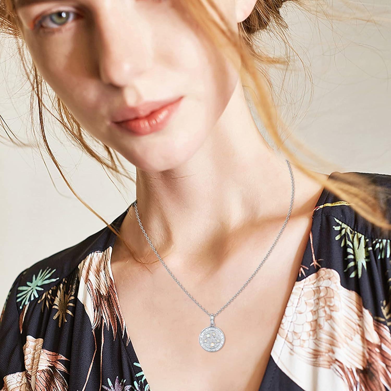 Sterling Silver Opal Star Locket Necklace for Women Picture Holder Jewelry Gift-0-4