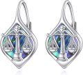 wholesale 925 Sterling Silver Libra Zodiac Sign Drop Earrings with Abalone Shell and Cubic Zirconia  for Her-0-0