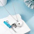 wholesale 925 Sterling Silver Pet Urn Necklace With Dog Paw Design And Engraved Message Heart Charm Memorial Keepsake Pendant For Ashes Or Hair-0-1