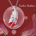 wholesale 925 Sterling Silver Purple Crystal Feather Pendant Necklace s for Women-0-17