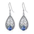 wholesale 925 Sterling Silver Vintage Filigree Teardrop Blue Cubic Zirconia Drop Earrings For Women-0-0