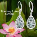 wholesale 925 Sterling Silver with Abalone Shell Lotus Flower Teardrop Dangle Earrings for Women-0-2