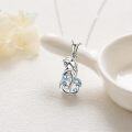 wholesale 925 Sterling Silver Dolphin Pendant Necklace with Blue Crystal Accents for Women Girls Mothers Day Gift-0-3