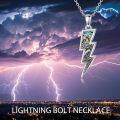 wholesale 925 Sterling Silver Lightning Bolt Necklace with Abalone Shell Wave and Leopard Print Skull Pendant-0-4