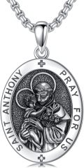 wholesale 925 Sterling Silver St Anthony Prayer Medal Pendant Necklace for Men/Women Catholic s-0-0