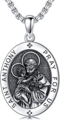 wholesale 925 Sterling Silver St Anthony Prayer Medal Pendant Necklace for Men/Women Catholic s-K-St Anthony Necklace B