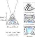 wholesale Sterling Silver & Moonstone Celtic Claddagh Trinity Knot Necklace - 20mm Pendant, 18+2 Chain, High Polish, 925 Stamp, Hypoallergenic Gift-0-1
