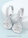 wholesale 925 Sterling Silver Plated White Gold  1CT Moissanite Heart Drop Dangle Hoop Earrings for Women-0-1