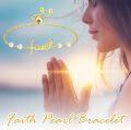wholesale 925 Sterling Silver Plated Gold Metal Freshwater Pearl Faith Cross Charm Adjustable Bracelet for Women - Religious Christian-0-4