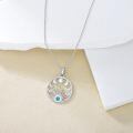 wholesale 925 Sterling Silver Moon Phase Pendant With Blue Stone-0-3