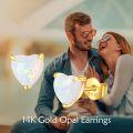 wholesale 14K Gold Heart-Shaped White Opal Stud Earrings - Solid 14K Gold Jewelry for Women-0-5