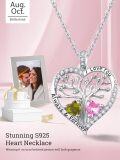wholesale S925 Sterling Silver White Gold Plated 1CT Peridot & 1CT Tourmaline Tree of Life Heart Pendant Necklace for Women, Love Gifts for Wife Girlfriend Mom Grandma Daughter-0-2