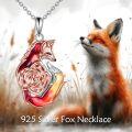 wholesale 925 Sterling Silver Rose and Fox Pendant Necklace for Women Girls  45cm Chain Length-0-1