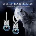 wholesale 925 Sterling Silver Wolf Head Crystal Heart Huggie Hoop Earrings for Women Girls -0-3