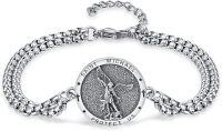 wholesale 925 Sterling Silver Saint Michael Bracelet Religious Protection Jewelry Amulet Gift for Men Women with 7+2 inch -3-Saint Michael