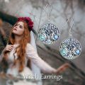 wholesale 925 Sterling Silver Abalone Shell Triple Moon Goddess Pentagram Drop Earrings Wiccan Jewelry for Women-0-5
