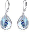 wholesale 925 Sterling Silver Blue Moonstone Owl Dangle Drop Earrings for Women-0-0